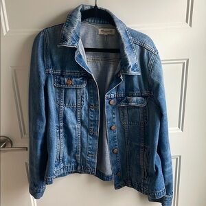 Madewell Blue Jean Jacket with Distressing and Classic Trucker Style